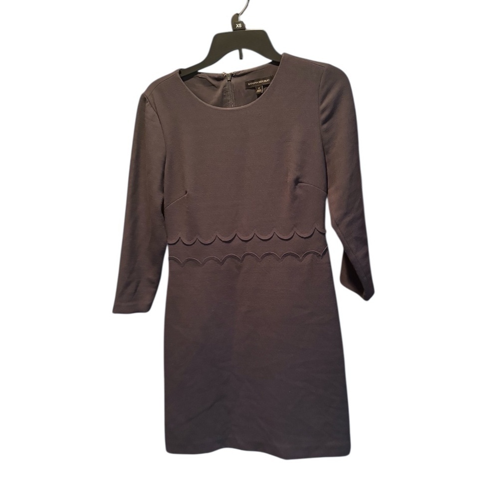 Banana Republic Scalloped Waist 3/4 Sleeve Sheet Dress Gray Size 4 Career